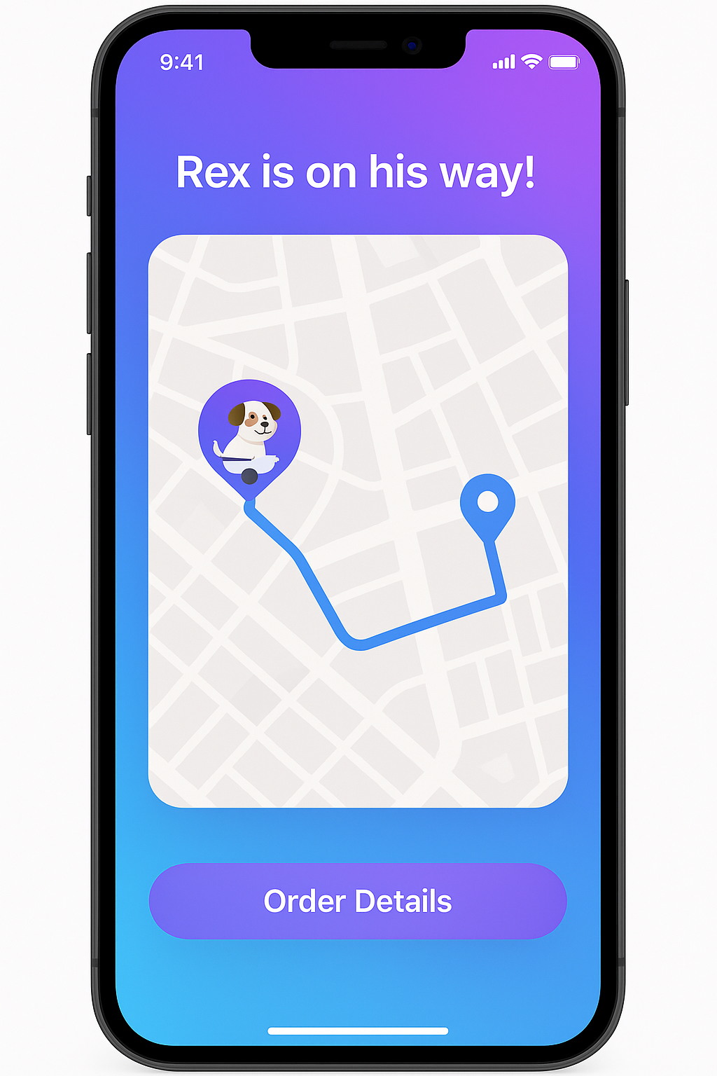 Dawg Delivery mobile app interface
